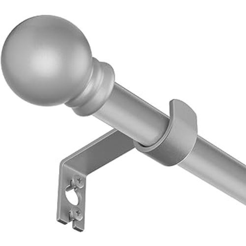 SMODBRODRE Curtain Rods for window 48 to 84-93, Nickel 5/8 inch Splicing Curtain Rods, Single Window Curtain Rod Set with Brackets, Decorative Blackout Metal Curtain Rods