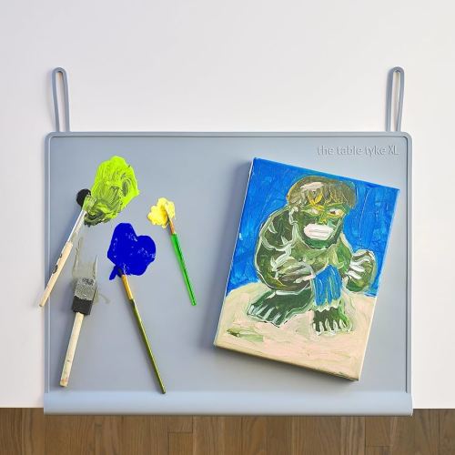Amazon.com: The Table Tyke XL Silicone Non-Slip Placemat with Teething Edge Bumper & Spill Stopper – Waterproof Feeding Mat for Babies, Toddlers & Kids – Dishwasher Safe, Travel Ready, BPA Free (Gray) : Home & Kitchen