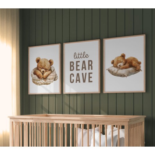 Bear Nursery Wall Art Set of 3 Prints Bear Nursery Decor Teddy Bear Theme Nursery Gender Neutral Bear Nursery Little Bear Cave 402
