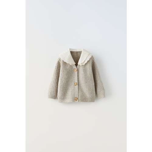 DETACHABLE COLLAR KNIT CARDIGAN