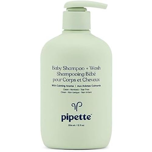Pipette Baby Shampoo and Body Wash Tear-Free with Renewable Plant-Derived Squalane, Calming, 12fl oz