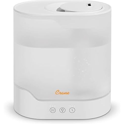 Crane 0.7 Gallon Top Fill Cool Mist Humidifier and Aroma Diffuser, with Color-Changing Night Light and Aroma Diffuser Function, Humidifier For Bedroom, Office or Nursery