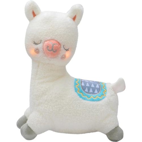 Magic Years 10 inch Musical Light Up Llama Toy for Baby, Plays Brahms' Lullaby, White