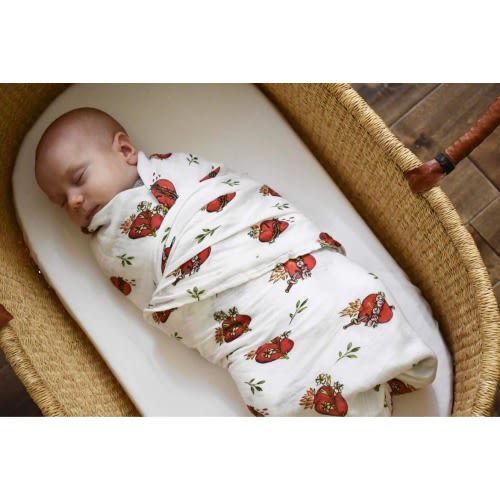 Holy Family Hearts Swaddle Blanket
