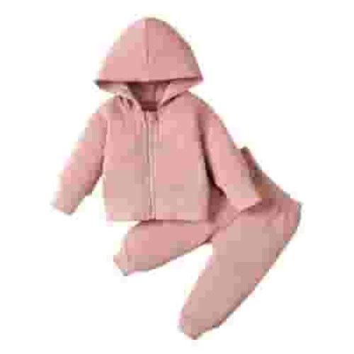 Edvintorg Baby Clothes for Girls 3-24 Months Winter Toddler Girls Clothing Set Solid Color Long Sleeve Hooded Sweatshirt and Pants Set Cotton Sportswear Kids Clothes Girls