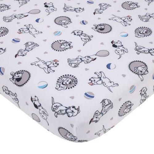 NoJo Disney 101 Dalmatians Gray, Black, White, and Blue Puppies Super Soft Nursery Fitted Crib Sheet