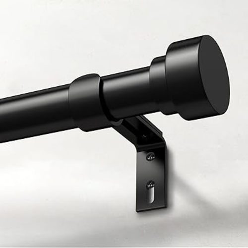 IFELS Heavy Duty Curtain Rods for Windows 66 to 120 Inch,1 Inch Adjustable Black Curtain Rod with Easy Installation and Modern Design,Decorative Long Drapery Rods with Metal Finials (A1,Black,30-120")
