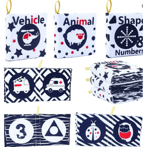 Baby Books Toys, 3 Pack White and Black Cloth Book Set, Touch and Feel Crinkle Cloth Book for Infant Babies 0-6 Months, Early Education Sensory Soft Toy, Baby Gifts Christmas Stocking Stuffers : Amazon.com.au: Toys & Games