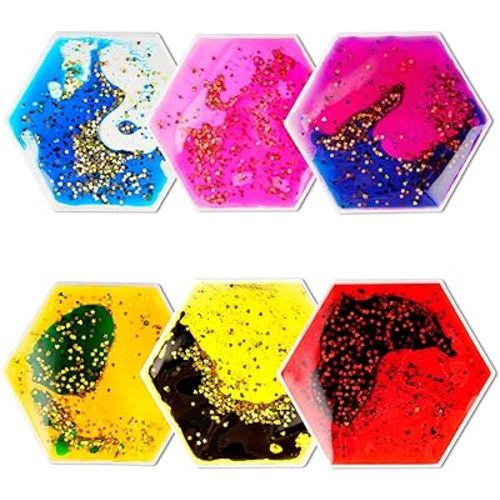 Sensory Soft Gel Liquid Toys: Sensory Fidget Hexagon Liquid Motion Toys Autism Kids Sensory Toys 6 Pack