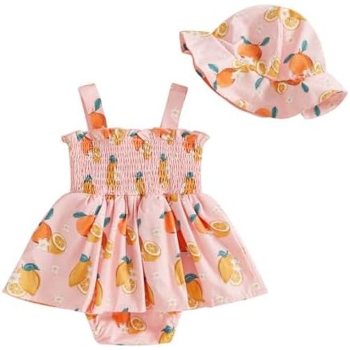 Baby Girl Swimsuit Newborn Summer Bathing Suit Toddler Girl Swim Set with Sunscreen Hat