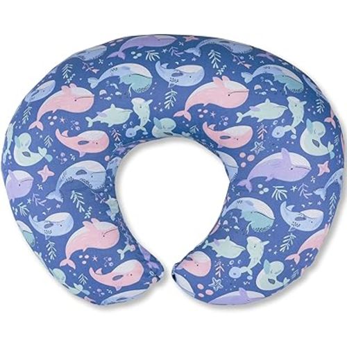 Nursing Pillow, Breastfeeding Pillows with Standard Size Removable Cover, Breast Feeding Pillow with Breathable Filling, Ergonomic Nursing Essentials for Bottle and Breastfeeding- Whale