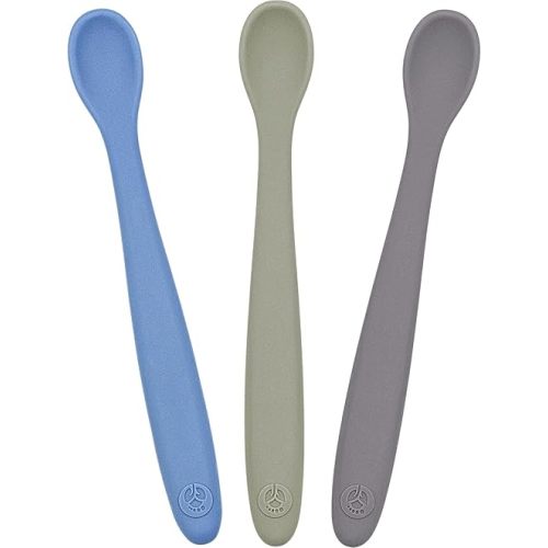 WeeSprout Silicone Baby Spoons - First Stage Infant Feeding Utensils With Soft-Tip, Bendable Kitchenware for Parent & Self-Feeding, Ultra-Durable, Dishwasher Safe, Travel Case, Set of 3
