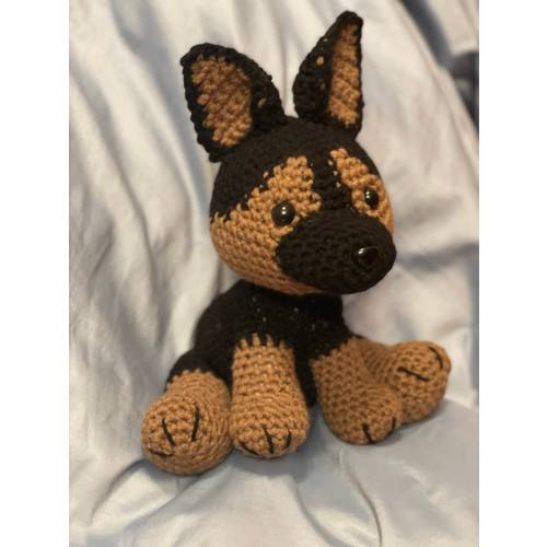 Handmade Crocheted German Shepard inspired stuffed toy/plushie