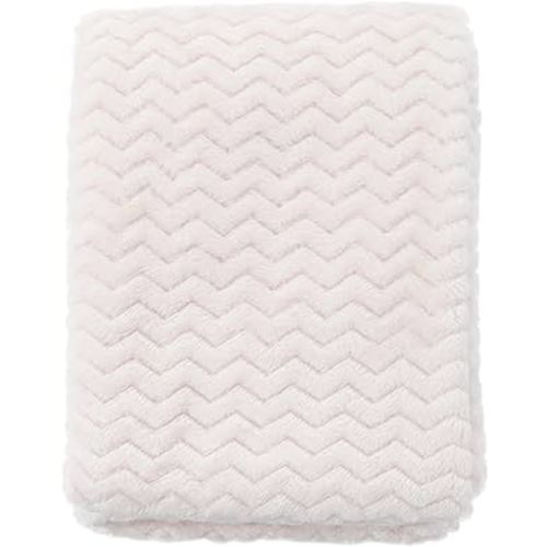 CREVENT 30''X40'' Soft Cozy Warm Baby Blankets for Boys Girls Solid Color - All Season Use - Newborn Essentials (Wave Ivory/White)