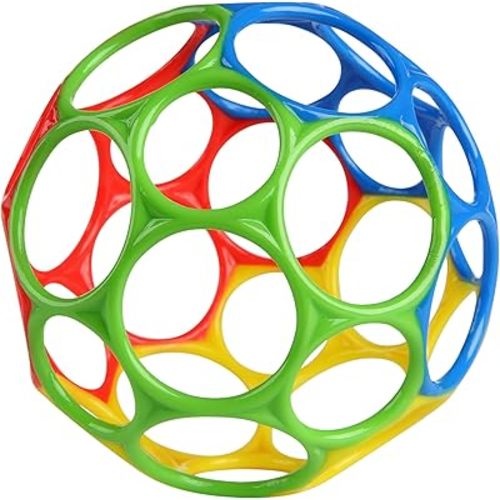 Bright Starts Oball Easy Grasp Classic Ball BPA-Free Infant Toy in Red, Yellow, Green, Blue, Age Newborn and up, 4 Inches