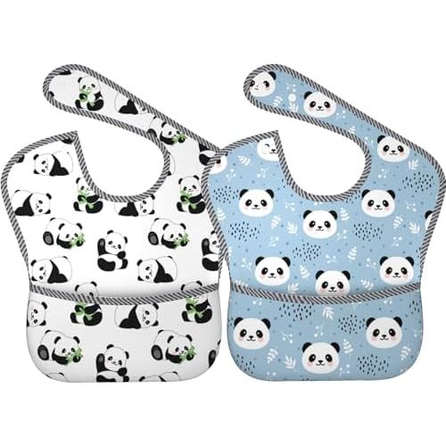 Bibs Cute Baby Stuff 2Packs for 6-24 Months Waterproof Washable Fabric