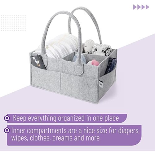 Mr. Pen- Baby Diaper Caddy Organizer, Car Caddy, Portable Organizer for Changing Table, Nursery - Gray