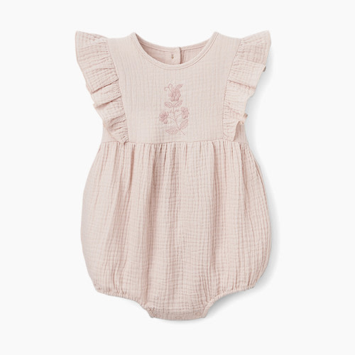 Elegant Baby Organic Muslin Baby Bubble Romper - Warm Blush, 3-6M