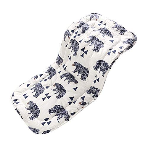 Baby Carriage Cushion, Universal Breathable Stroller Mat, Stroller Cushion for Strollers 100% Cotton, 34x78cm 1 Pack (Black Bear)