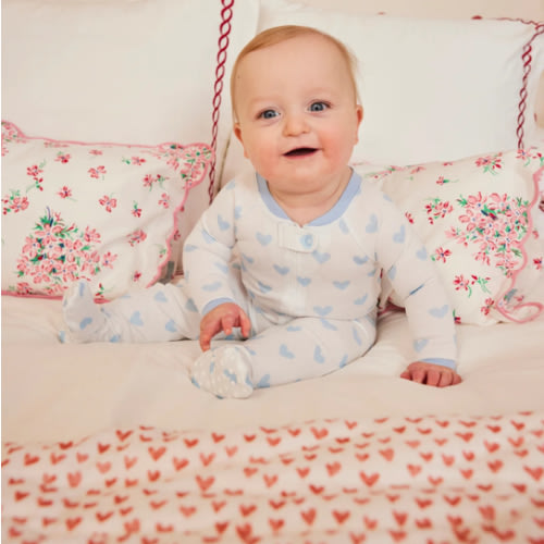 LAKE | Baby | Pima Cotton Pajamas | French Blue Heart Baby Sleeper