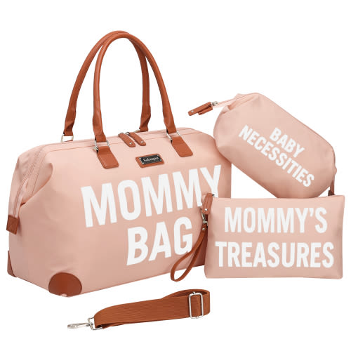 Kabaqoo Mommy Bag for Hospital, Large Diaper Bag Backpack with 2 Organizing Pouches, Pink
