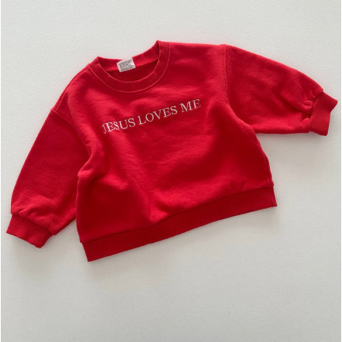 [At Noon Original Design] Kids JESUS LOVES ME Sweatshirt (6m-7y) - Red | AT NOON STORE