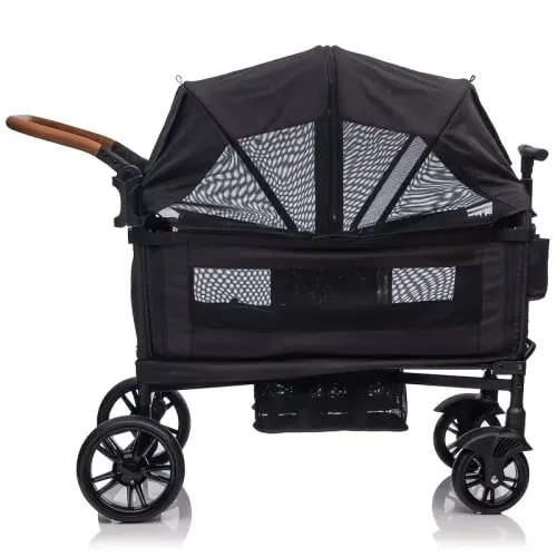 Wagon Stroller for 2 Kids & Cargo-Travel Stroller Push-Pull Stroller Lightweight Folding Stroller for Newborn&Toddler with 5-Point Harness, Adjustable