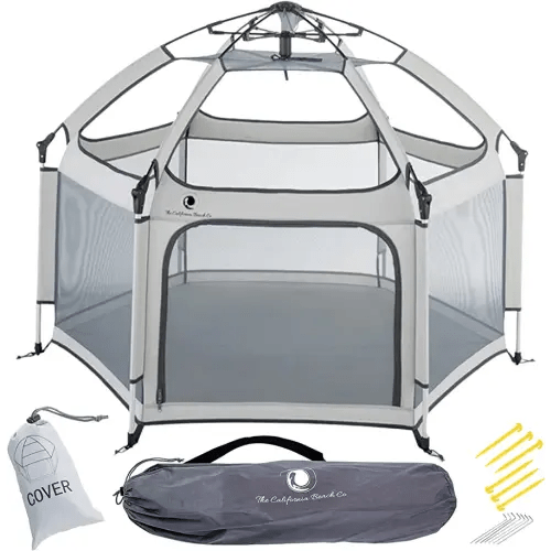 POP 'N GO Premium Indoor and Outdoor Baby Playpen - Portable, Lightweight, Pop Up Pack and Play Toddler Play Yard w/Canopy and Travel Bag - Grey