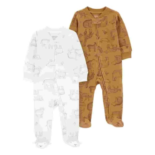 Carters Child of Mine Baby Boy Microfleece Sleepers 2-Pack, Preemie-6/9 Months, 2-Way Zipper