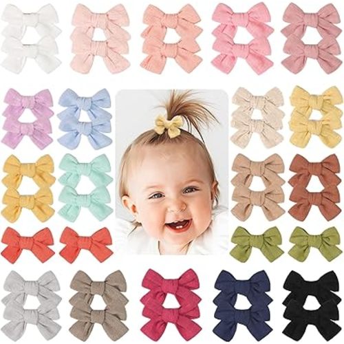 JOYOYO Baby Bows Clips in 20 Colors,Cotton Linen Fabric Hair Bows Alligator Hair Clips Barrettes and Hair Accessories for Baby Girls,Toddlers,Kids