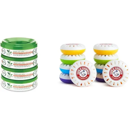 Nursery Fresh Diaper Pail Refills compatible with Munchkin®, 1088 Count (4 Pack) + Munchkin® Arm & Hammer Nursery Fresheners, 10 Count