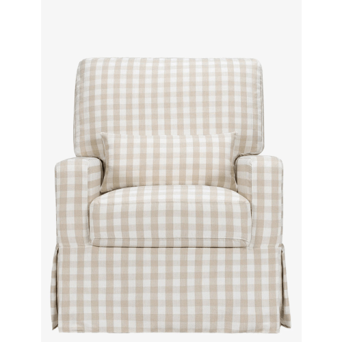 Crawford Pillowback Comfort Swivel Glider in Gingham