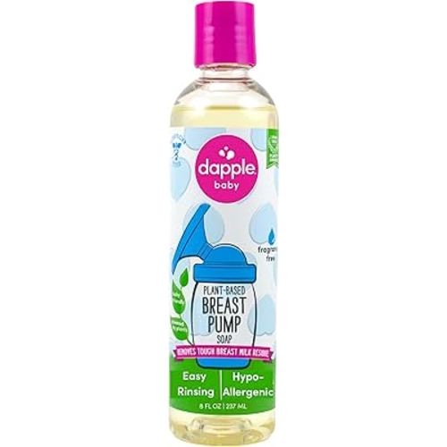 Dapple Breast Pump Soap Baby, 8 Fl Oz Bottle, Fragrance Free, Plant Based & Hypoallergenic Liquid Soap - Easy Rinse Formula Removes Milk Residue & Leaves No Taste