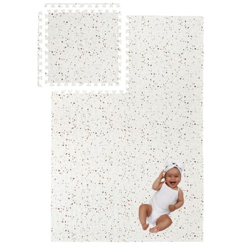 Simple Kid Co. Play Mat for Baby, Toddler and Infants, Six Interlocking Tiles Made with Soft Non-Toxic EVA Foam, 4x6 feet (Clay Terrazzo)