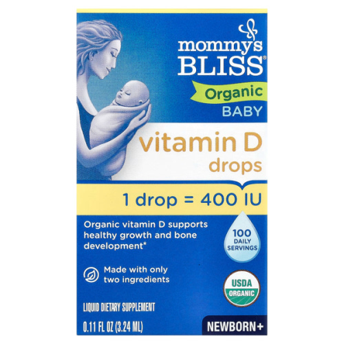 Organic Baby Vitamin D Drops, Newborn +, 0.11 fl oz (3.24 ml)