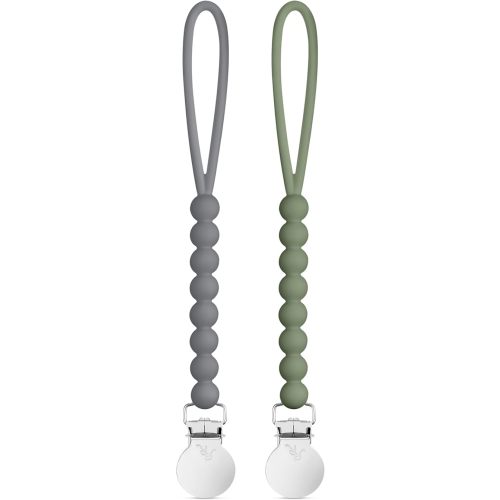 Ryan & Rose Cutie Clip 2 Pack - Pacifier Clip Holder Silicone (Judy-Steel/Judy-Ivy)
