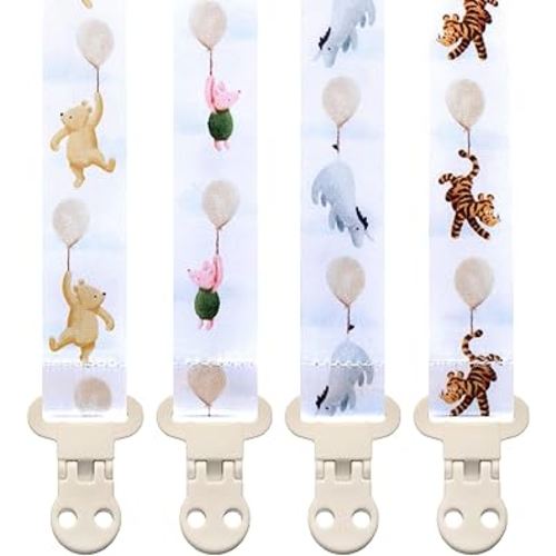 Baby Pacifier Clip Holder - 4 Pack Gift Set – Vintage Classic Winnie Teddy Bear and Friends