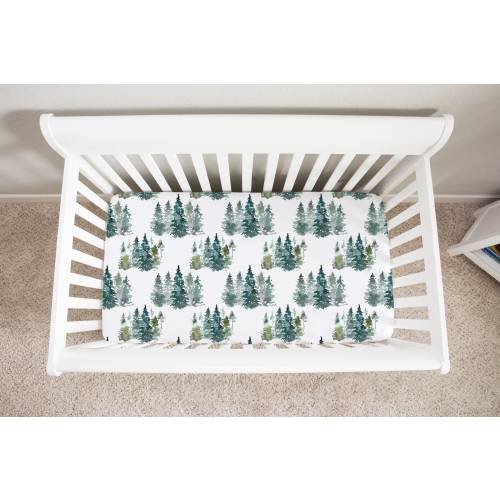 Forest Crib Sheet, Forest Crib Bedding, Pine Tree Crib Sheet, Forest Crib Sheets, Wilderness Nursery, Woodland Baby Nursery -Majestic Forest