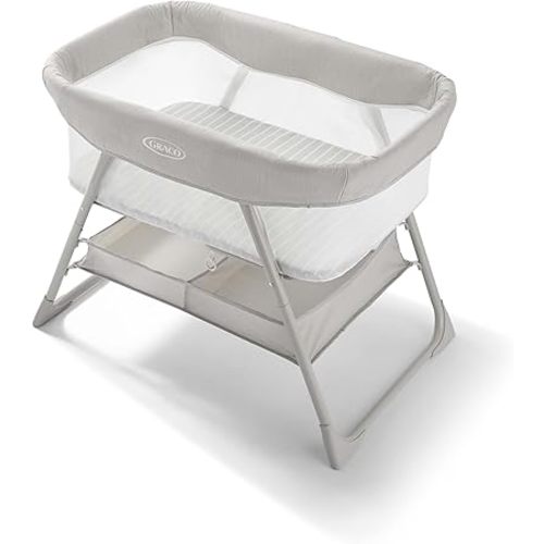 Graco DreamMore Bedside Bassinet, Newborn Bassinet, Travel Bassinet, Portable Bassinet for Newborn Babies to 6 Months, Willow