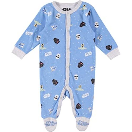 STAR WARS Mandalorian The Child Baby Boys’ Long-Sleeve Footed Sleeper - Baby Yoda Pajamas