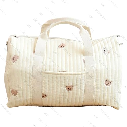 Quilted Duffle Bag For Women Cute Weekender Bag Floral Travel Bag Cotton Diaper Tote Bag