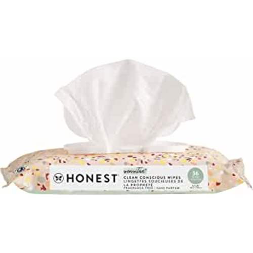 The Honest Company Clean Conscious Unscented Wipes , Over 99% Water, Compostable, Plant-Based, Baby Wipes , Hypoallergenic for Sensitive Skin, EWG Verified , Terrazzo, 36 Count