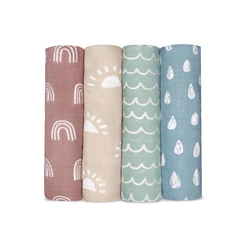 Muslin Swaddle Blankets, 4 Pack