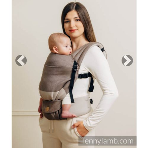My First Baby Carrier - LennyLight, Standard Size, herringbone weave 100% cotton - LITTLE HERRINGBONE BABY CAFFE LATTE