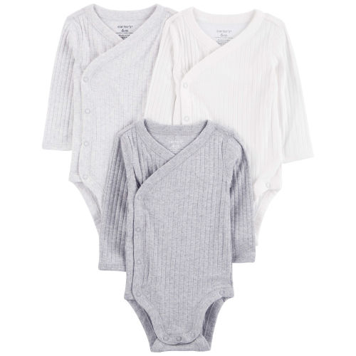 Baby 3-Pack Long-Sleeve Side-Snap Bodysuits