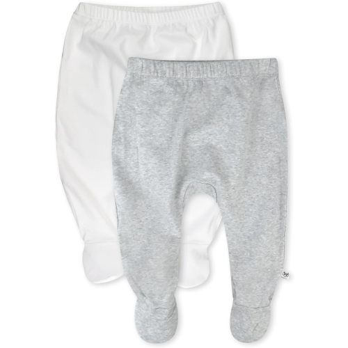 HonestBaby 2-Pack Footed Pants Roomy Fit Pull on Bottoms 100% Organic Cotton for Infant Baby Boys, Girls, Unisex