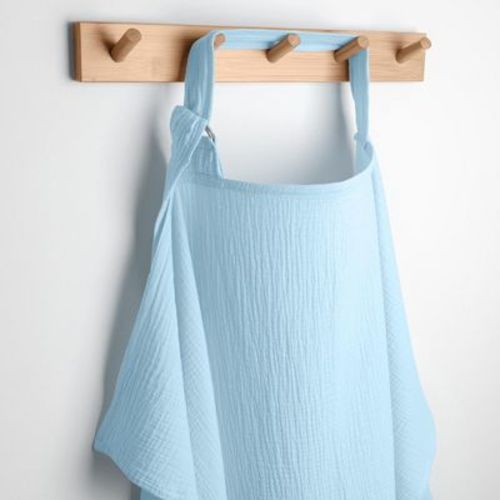 Muslin Nursing Cover for Baby Breastfeeding, Soft & Breathable Breastfeeding Cover for Mom by Comfy Cubs - Sky Blue