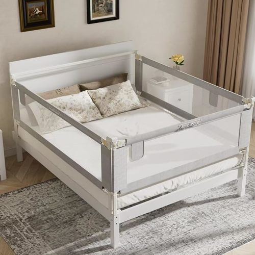 3-Piece Kize Size Bed Rails for Toddlers with Headboard Rod - Height Adjustable Baby Bed Rail Guard Specially Designed for King Size (78.74 x 78.74 x 74.8 Inch)