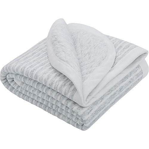 NTBAY Jersey Cotton Quilted Toddler Blanket, Breathable and Warm for Boys and Girls Baby Blanket, 30x40 Inches, Grey Wave