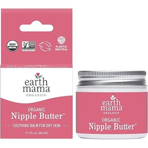 Earth Mama Organic Nipple Butter™ | Nipple Cream Safe for Breastfeeding | Postpartum Essentials for Nursing | Non Lanolin Nipple Cream, 2-Fluid Ounce